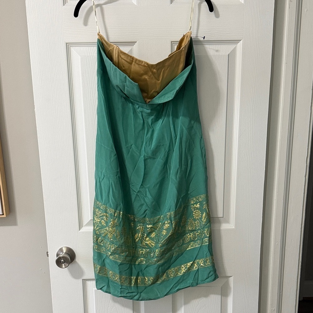 Nwt Green and Gold Spaghetti Strap Dress
